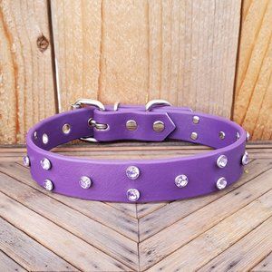 Purple Vegan Leather Dog Collar